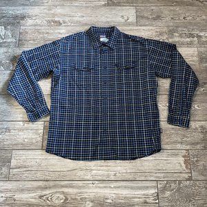 Patagonia Plaid Blue Button Up Long Sleeve Organic Cotton Blend XL